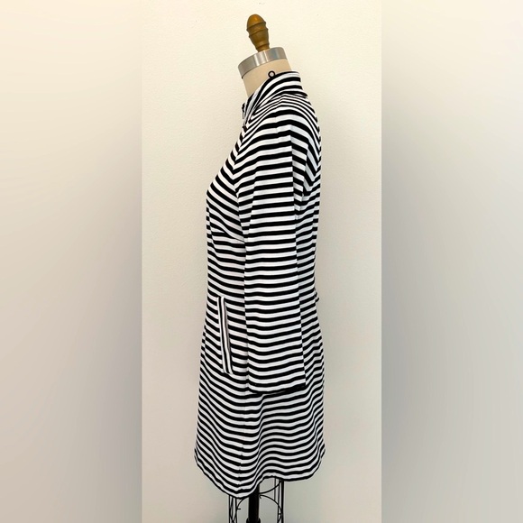 CAbi Jacket Dress French Terry Black & White Stripe 2-Way Zip Welt Pockets M - Picture 5 of 10